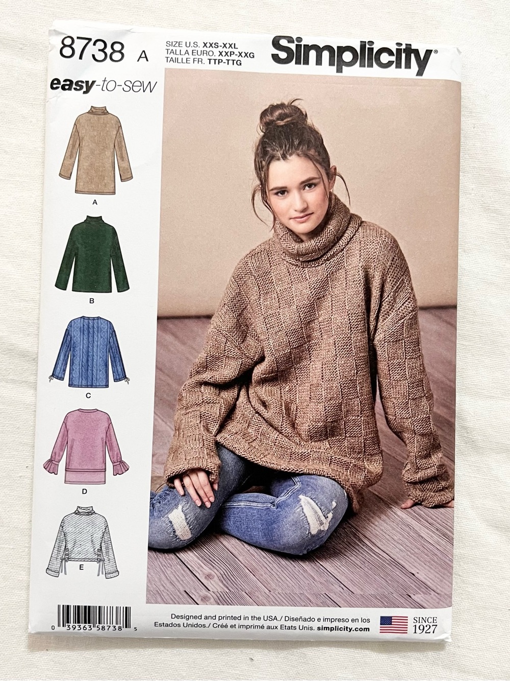 Simplicity 8738 Easy Knit Tunic Top Mini Dress Pattern XXS-XXL